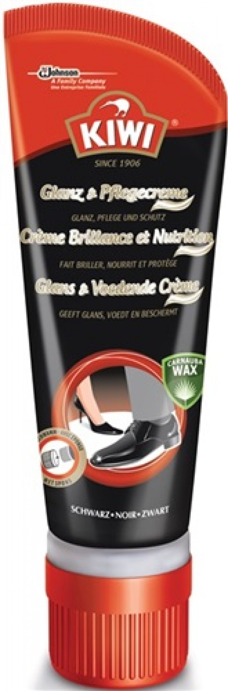 Pflegecreme m. Schwammaufträger schwarz 75 ml f. alle Leder Kiwi Pflegecreme m. Schwammaufträger schwarz 75 ml f. alle Leder Kiwi