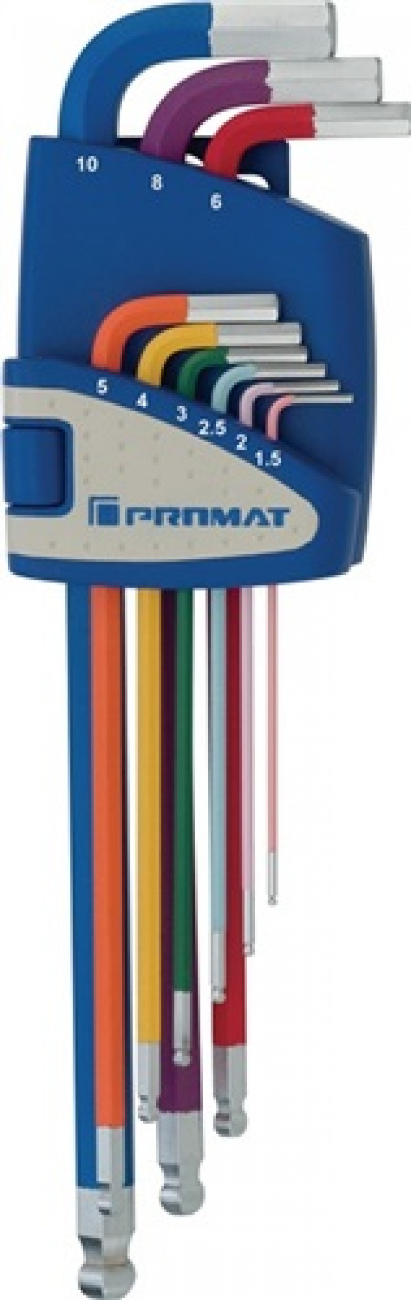 Winkelschraubendr.-S.6KT9tlg.SW1,5-10mm m.Kugelk.ISO2936L farbcod.S2-St.PROMAT Winkelschraubendr.-S.6KT9tlg.SW1,5-10mm m.Kugelk.ISO2936L farbcod.S2-St.PROMAT