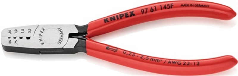 Aderendhülsenzange L.145mm 0,25-2,5 (AWG 23-13) mm² pol.Ku.-Überzug