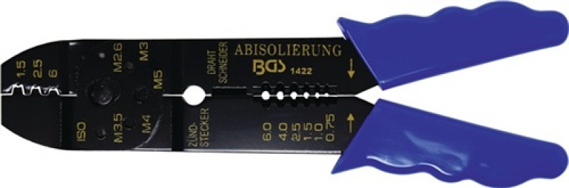 Crimpzange 0,75-6mm2 f.unisol. Verbinder m.Ku.-Hüllen