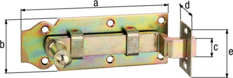 Türriegel L.140mm B.52mm STA galv. gelb verz. GAH Türriegel L.140mm B.52mm STA galv. gelb verz. GAH