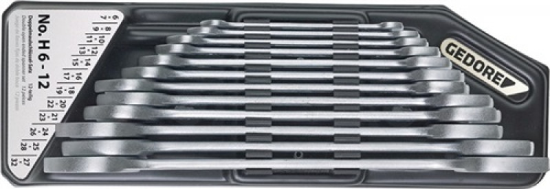 Doppelmaulschlüsselsatz H 6-120 12tlg.SW6-32mm CV-Stahl verchr.GEDORE Doppelmaulschlüsselsatz H 6-120 12tlg.SW6-32mm CV-Stahl verchr.GEDORE