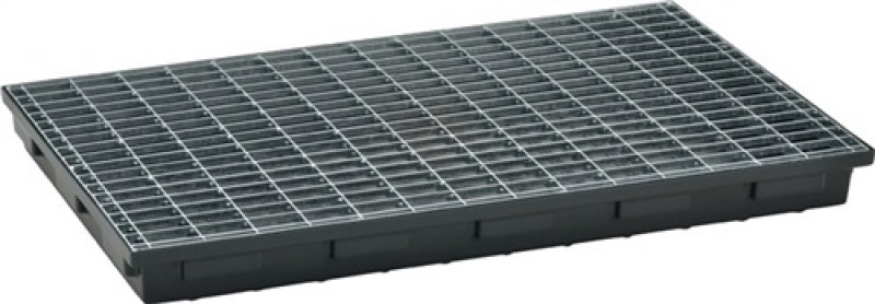 Regalwanne L980xB600xH85mmPE schwarz m.Gitterrost 30l CEMO Regalwanne L980xB600xH85mmPE schwarz m.Gitterrost 30l CEMO