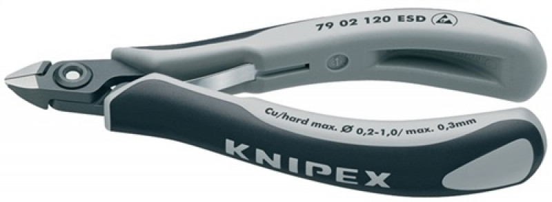 Elektron.Seitenschneider L.120mm ESD DIN ISO 9654 KNIPEX mini m.Facette