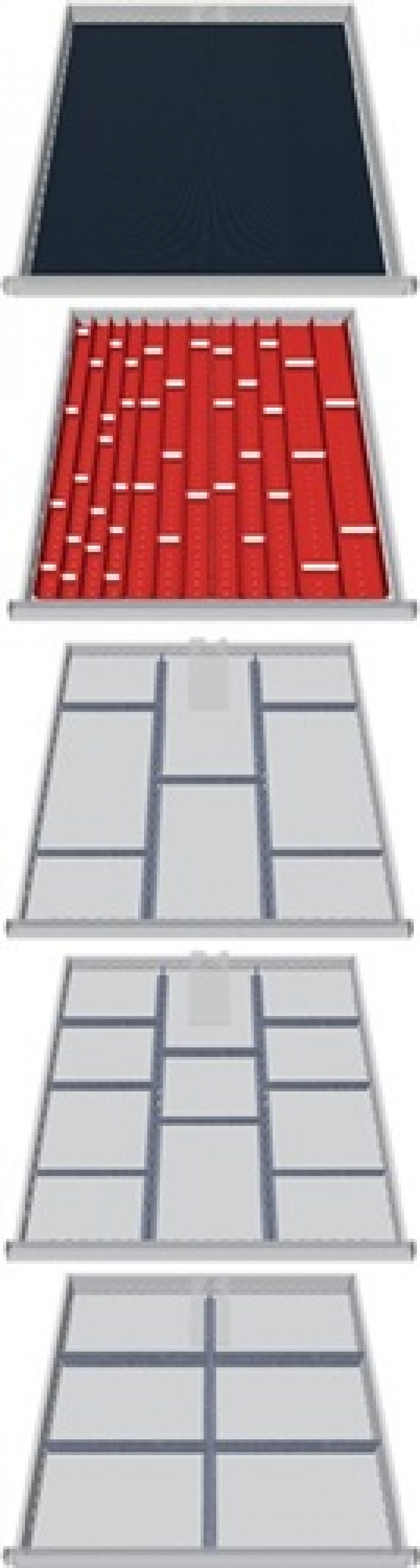 Schubladen-Unterteilungsmaterial Front-H.50-150mm 79-tlg. Schubladen-Unterteilungsmaterial Front-H.50-150mm 79-tlg.