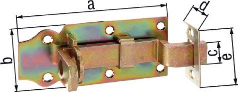 Schlossriegel L.100mm B.44mm gekr.STA galv.gelb verz.Ausschub 20mm GAH Schlossriegel L.100mm B.44mm gekr.STA galv.gelb verz.Ausschub 20mm GAH