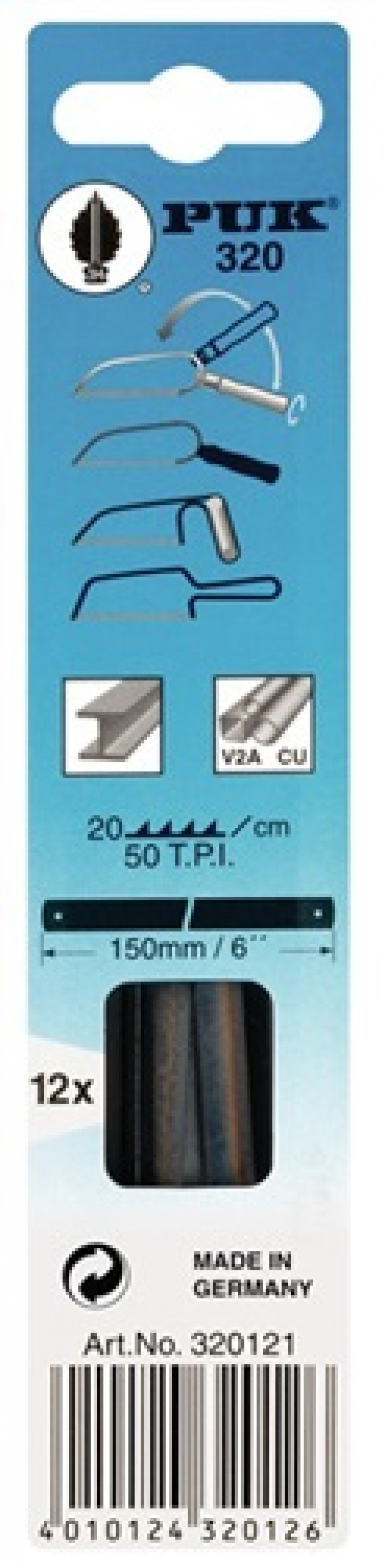 Metallsägeblatt L. 150 mm 50 50 Zähne/Zoll 12 St./auf Karte Metallsägeblatt L. 150 mm 50 50 Zähne/Zoll 12 St./auf Karte