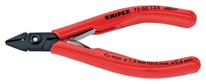 Elektron.Seitenschneider L.125mm spitz 64HRc m.Facette KNIPEX m.Ku.-Hüllen