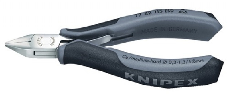 Elektronikseitenschneider DIN ISO 9654 L.115mm spitz spiegelpl. 2K-Hüllen Knipex Elektronikseitenschneider DIN ISO 9654 L.115mm spitz spiegelpl. 2K-Hüllen Knipex