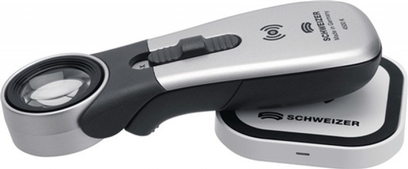 Handleuchtlupe Tech-Line Induktion Vergr.8x LED Linsen-D. 30mm SCHWEIZER