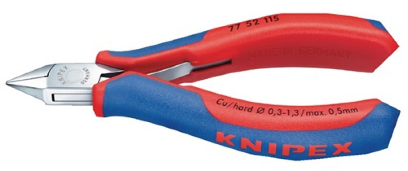 Elektronikseitenschneider DIN ISO 9654 L.115mm spitz/flach m.kl.Facette Knipex Elektronikseitenschneider DIN ISO 9654 L.115mm spitz/flach m.kl.Facette Knipex