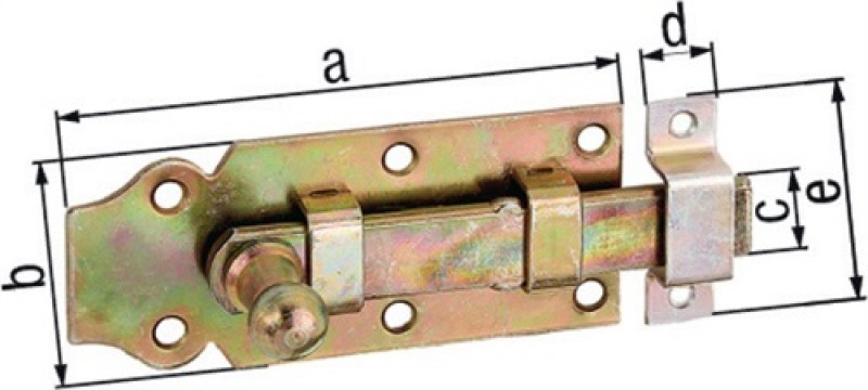 Türriegel L.140mm B.52mm STA galv. gelb verz. ger. GAH Türriegel L.140mm B.52mm STA galv. gelb verz. ger. GAH