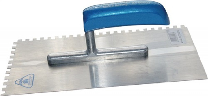 Glättekelle L.280mm B.130mm H-Heft Zahn 6 x 6mm Stahl,geh.S.0,7mm HENKELMANN Glättekelle L.280mm B.130mm H-Heft Zahn 6 x 6mm Stahl,geh.S.0,7mm HENKELMANN