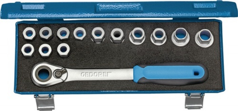 Steckschlüsselsatz 1/2 Zoll 6 KT 14 tlg. 10 - 24 mm 6 KT Stahlblechkassette Steckschlüsselsatz 1/2 Zoll 6 KT 14 tlg. 10 - 24 mm 6 KT Stahlblechkassette