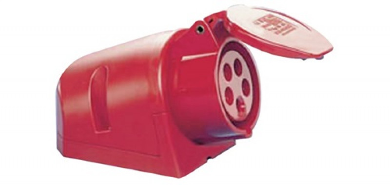 CEE-Wanddose 32 A 400 V Steckerst.6 h m.Klappdeckel IP44 CEE-Wanddose 32 A 400 V Steckerst.6 h m.Klappdeckel IP44