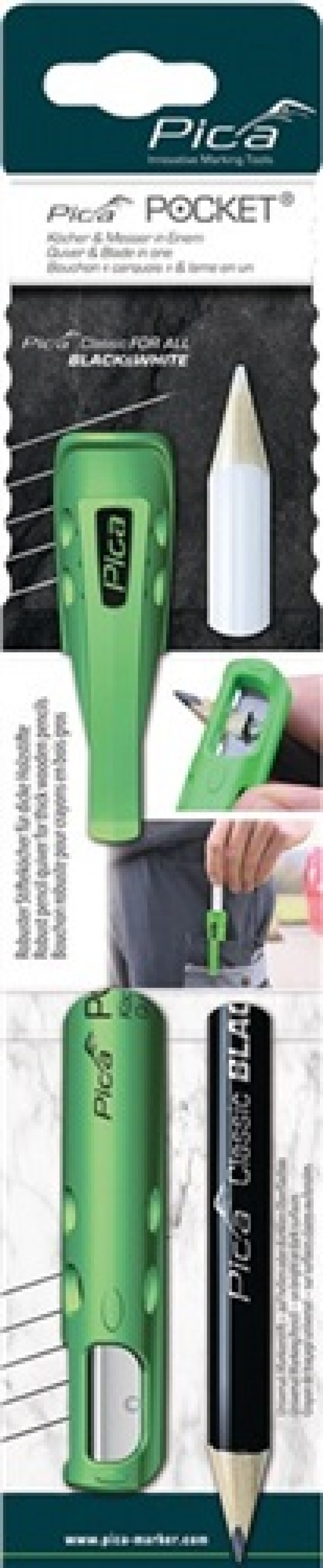 Köcher Pocket f.Blei/Markierstifte m.Spitzmesser m.1 Markierstift Black & White Köcher Pocket f.Blei/Markierstifte m.Spitzmesser m.1 Markierstift Black & White