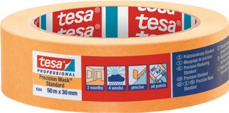 Präzisionskrepp® 4344 Stand.glatt hellbeige L.50m B.30mm Rl.TESA Präzisionskrepp® 4344 Stand.glatt hellbeige L.50m B.30mm Rl.TESA