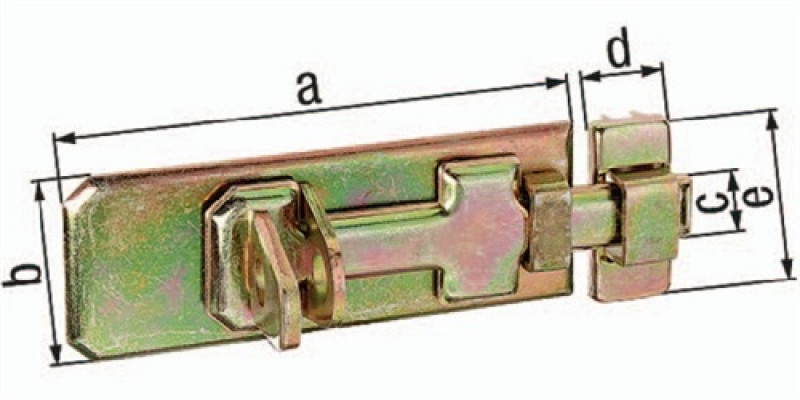 Sicherheits-Schlossriegel L.100mm B.40mm STA galv. gelb verz. GAH Sicherheits-Schlossriegel L.100mm B.40mm STA galv. gelb verz. GAH