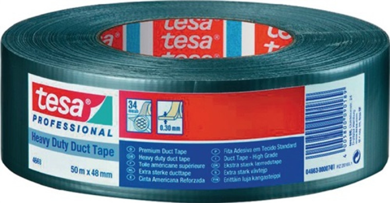 Gewebeband duct tape 4663 silber L.50m B.48mm Rl.TESA Gewebeband duct tape 4663 silber L.50m B.48mm Rl.TESA