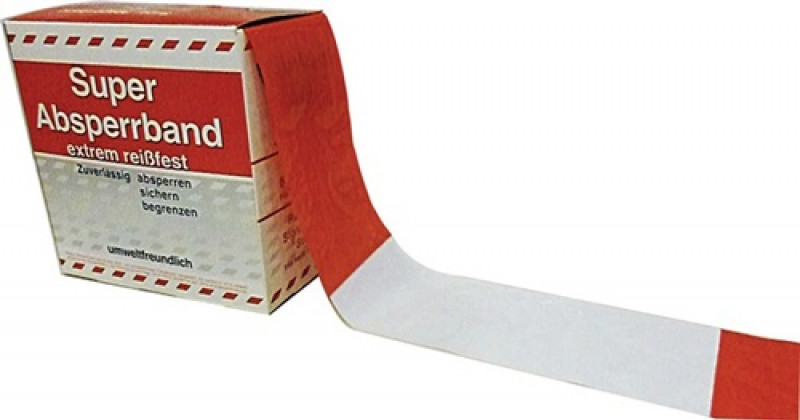 Absperrband L.100mm B.80mm rot/weiß geblockt 100m/Karton Absperrband L.100mm B.80mm rot/weiß geblockt 100m/Karton