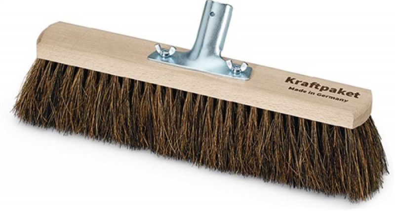 Besen Arenga/Kokos L.400 mm m.Metallstielhalter Flachholz KRAFTPAKET Besen Arenga/Kokos L.400 mm m.Metallstielhalter Flachholz KRAFTPAKET