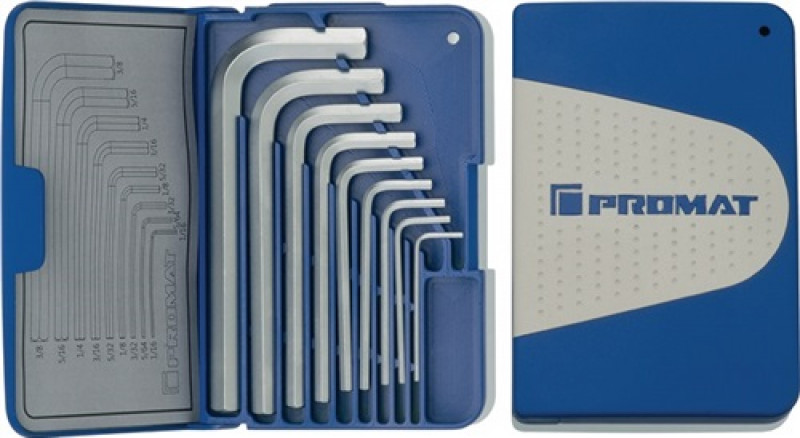 Winkelschraubendr.-S.9tlg.1/16-3/8Zoll ISO2936 S2-St.verchr.Ku.Klappkass.PROMAT Winkelschraubendr.-S.9tlg.1/16-3/8Zoll ISO2936 S2-St.verchr.Ku.Klappkass.PROMAT