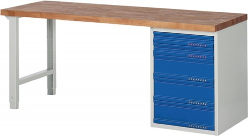Werkbank Serie BK 650 B2000xT700xH840mm Buche lichtgrau enzianblau 2x90,3x180mm Werkbank Serie BK 650 B2000xT700xH840mm Buche lichtgrau enzianblau 2x90,3x180mm