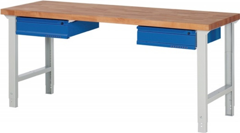 Werkbank Serie BK 650 B2000xT700xH790-1140mm Buche lichtgrau enzianblau 2x150mm Werkbank Serie BK 650 B2000xT700xH790-1140mm Buche lichtgrau enzianblau 2x150mm