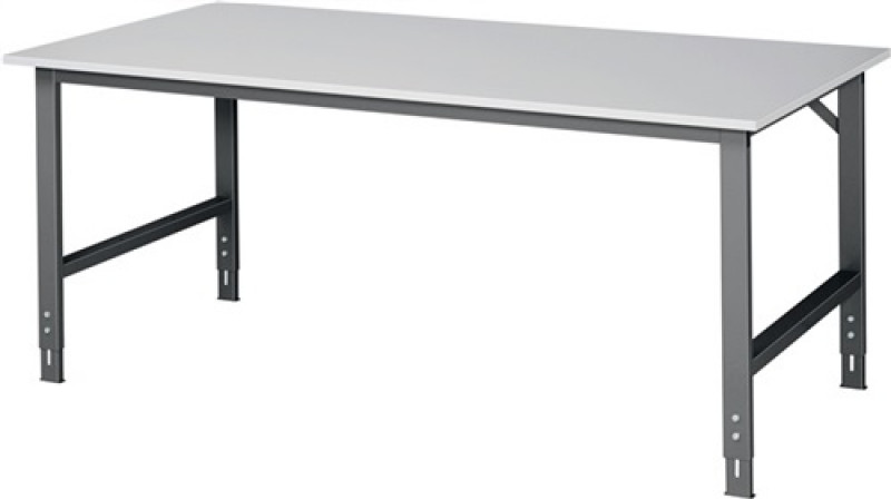 Werktisch B2000xT1000xH760-1080mm Arbeitsplatte Melamin Gestell anthrazit Werktisch B2000xT1000xH760-1080mm Arbeitsplatte Melamin Gestell anthrazit