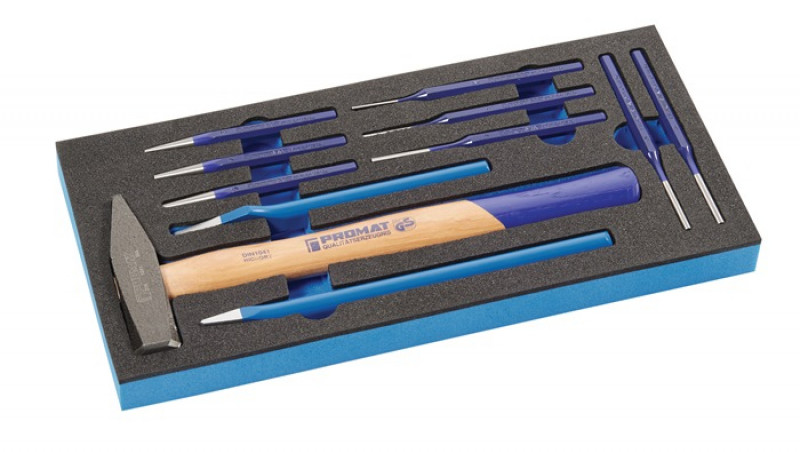 Schlagwerkzeugsatz B.185xT.385xH.30mm 1/3 Werkzeugmodul 11-tlg. Meißel,Durchtr. Schlagwerkzeugsatz B.185xT.385xH.30mm 1/3 Werkzeugmodul 11-tlg. Meißel,Durchtr.