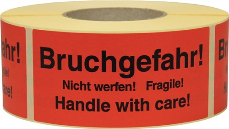 Hinweisetikett Nicht werfen L.145 mm,B.70mm rot 1000 St./Rolle Hinweisetikett Nicht werfen L.145 mm,B.70mm rot 1000 St./Rolle