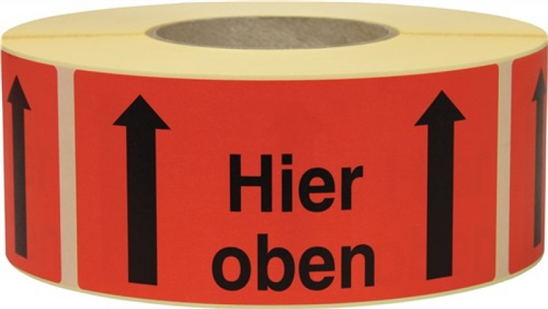 Hinweisetikett Hier ob L.145 mm,B.70mm rot 1000 St./Rolle Hinweisetikett Hier ob L.145 mm,B.70mm rot 1000 St./Rolle