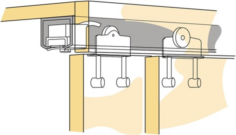 Schiebetürbeschlag Top Line 1 3-türig Komplett-Set 75kg DIN L/R Hettich