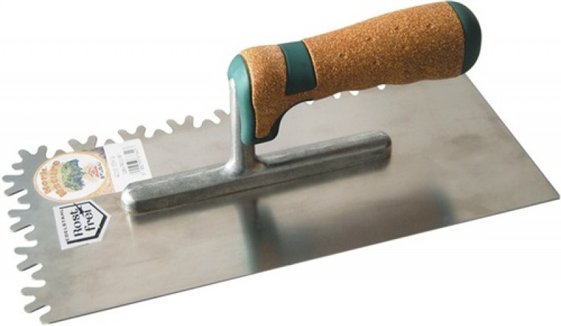 Glättekelle Frosi Serie mit Korkgriff, EAN-Etikett rostfrei, 280x130mm Glättekelle Frosi Serie mit Korkgriff, EAN-Etikett rostfrei, 280x130mm