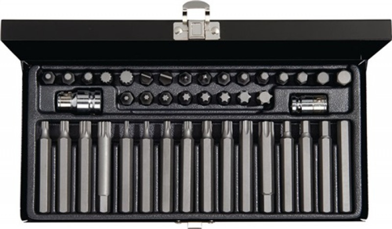 Kraftschraubersatz 3/8 u. 1/2 Zoll 42 tlg. Schlitz/PH/6-KT/T/XZN im Stahlblechk. Kraftschraubersatz 3/8 u. 1/2 Zoll 42 tlg. Schlitz/PH/6-KT/T/XZN im Stahlblechk.