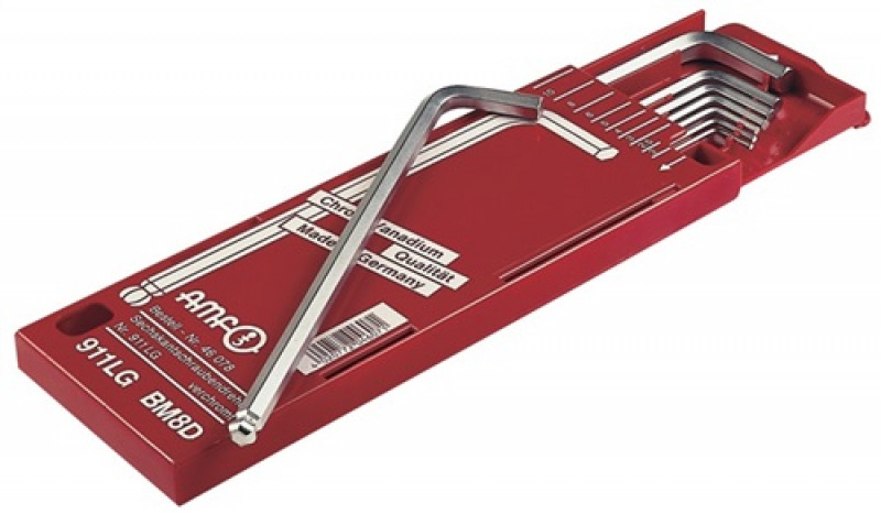 Winkelschraubendreher Satz 8tlg. 6KT SW2-10mm extra lang AMF i.Ku.-Kassette Winkelschraubendreher Satz 8tlg. 6KT SW2-10mm extra lang AMF i.Ku.-Kassette