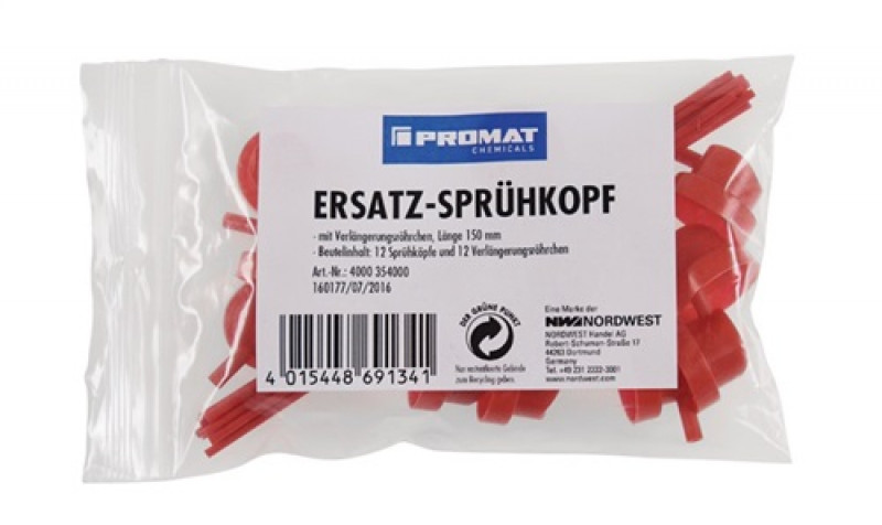 Ersatzsprühköpfe je 12 Sprühköpfe u.Röhrchen (150 mm) Ku.Btl.PROMAT CHEMICALS Ersatzsprühköpfe je 12 Sprühköpfe u.Röhrchen (150 mm) Ku.Btl.PROMAT CHEMICALS