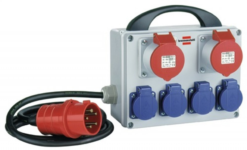 Kleinstromverteiler m.Tragegriff 2xCEE/4xSchutzkontakt 5-polig 2m BRENNENSTUHL Kleinstromverteiler m.Tragegriff 2xCEE/4xSchutzkontakt 5-polig 2m BRENNENSTUHL