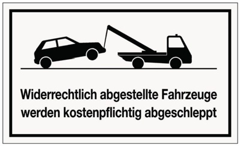 Hinweiszeichen Widerrechtliches Parken L250xB150mm weiß schwarz Ku. Hinweiszeichen Widerrechtliches Parken L250xB150mm weiß schwarz Ku.
