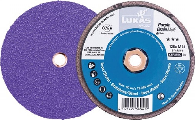 Kompaktschleifteller Purple Grain Multi D115mm K.36 ger.CO M14 LUKAS Kompaktschleifteller Purple Grain Multi D115mm K.36 ger.CO M14 LUKAS