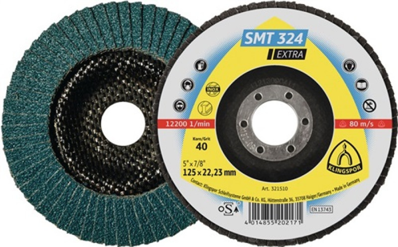 Fächerscheibe SMT 324 Extra D.115mm K.60 12Grad gewölbt INOX ZK Fächerscheibe SMT 324 Extra D.115mm K.60 12Grad gewölbt INOX ZK