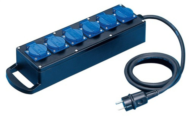 Vollgummiverteiler IP54 H07RN-F3x2,5mm2 L.2m Eingang/Ausgang 6x230V Vollgummiverteiler IP54 H07RN-F3x2,5mm2 L.2m Eingang/Ausgang 6x230V