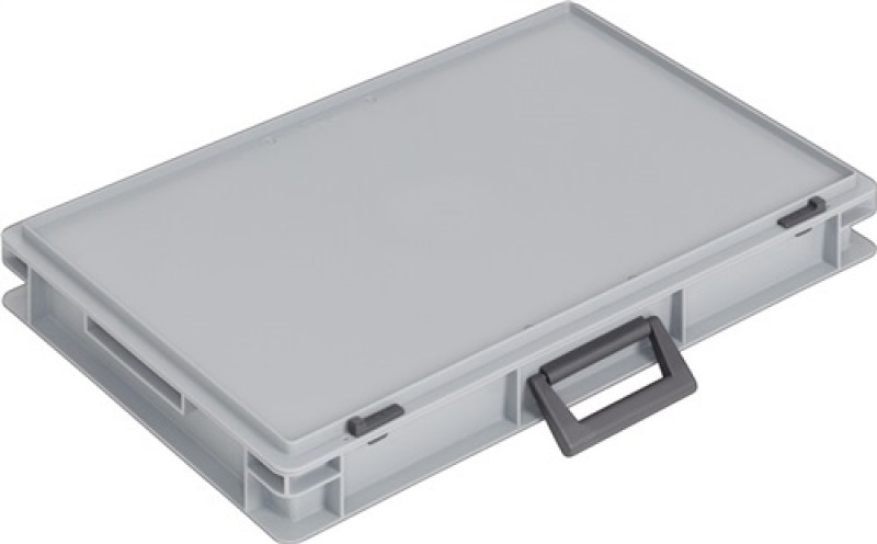 Ku.-Koffer L600xB400xH88mm PP 1 Griff Schiebeverschluss grau 15l Ku.-Koffer L600xB400xH88mm PP 1 Griff Schiebeverschluss grau 15l