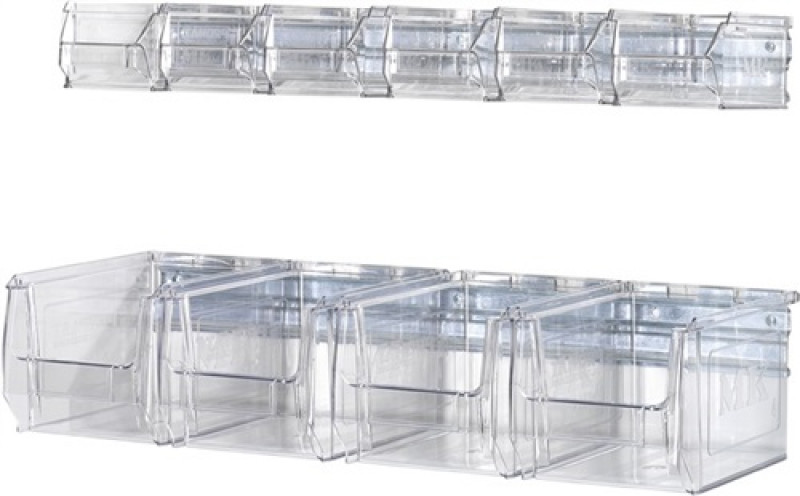 Wandschiene H75xB602xT180mm STA verz.m.Sichtlagerkästen 6 x MK5 transp.PROMAT Wandschiene H75xB602xT180mm STA verz.m.Sichtlagerkästen 6 x MK5 transp.PROMAT