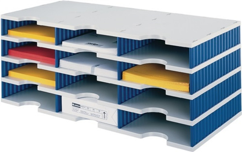 Sortierablage Trio 12 Fächer H293xB723xT331mm Polystyrol grau/blau
