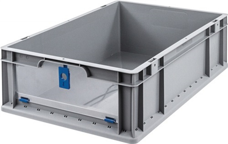 Transportstapelbehälter L600xB400xH170mm grau blau PP m.Klappscheibe Transportstapelbehälter L600xB400xH170mm grau blau PP m.Klappscheibe