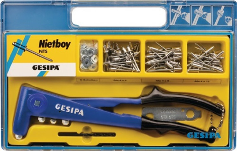 Blindnietsortiment Nietboy 135tlg.Zange NTS u.Blindniete D.4mm i.Ku.-Koffer Blindnietsortiment Nietboy 135tlg.Zange NTS u.Blindniete D.4mm i.Ku.-Koffer