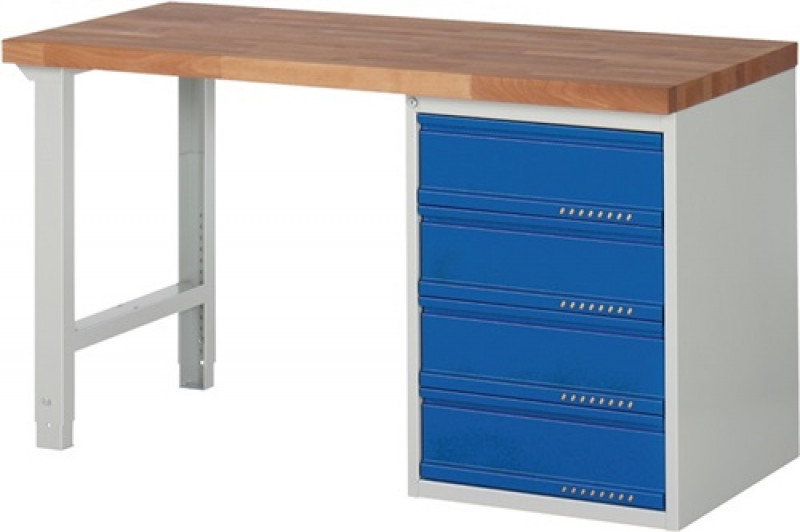 Werkbank Serie BK 650 B1500xT700xH840mm Buche lichtgrau enzianblau 4 x 180mm Werkbank Serie BK 650 B1500xT700xH840mm Buche lichtgrau enzianblau 4 x 180mm
