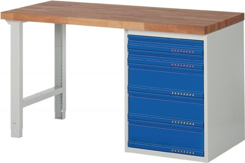 Werkbank Serie BK 650 B1500xT700xH840mm Buche lichtgrau enzianblau 2x90,3x180mm Werkbank Serie BK 650 B1500xT700xH840mm Buche lichtgrau enzianblau 2x90,3x180mm