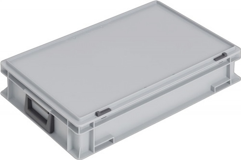 Ku.-Koffer L600xB400xH133mm PP 2 Griffe Schiebeverschluss grau 24l Ku.-Koffer L600xB400xH133mm PP 2 Griffe Schiebeverschluss grau 24l
